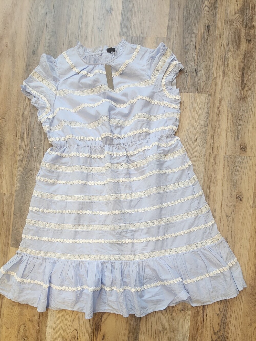 J. Crew Light Blue Dress with Cream Lace Trim